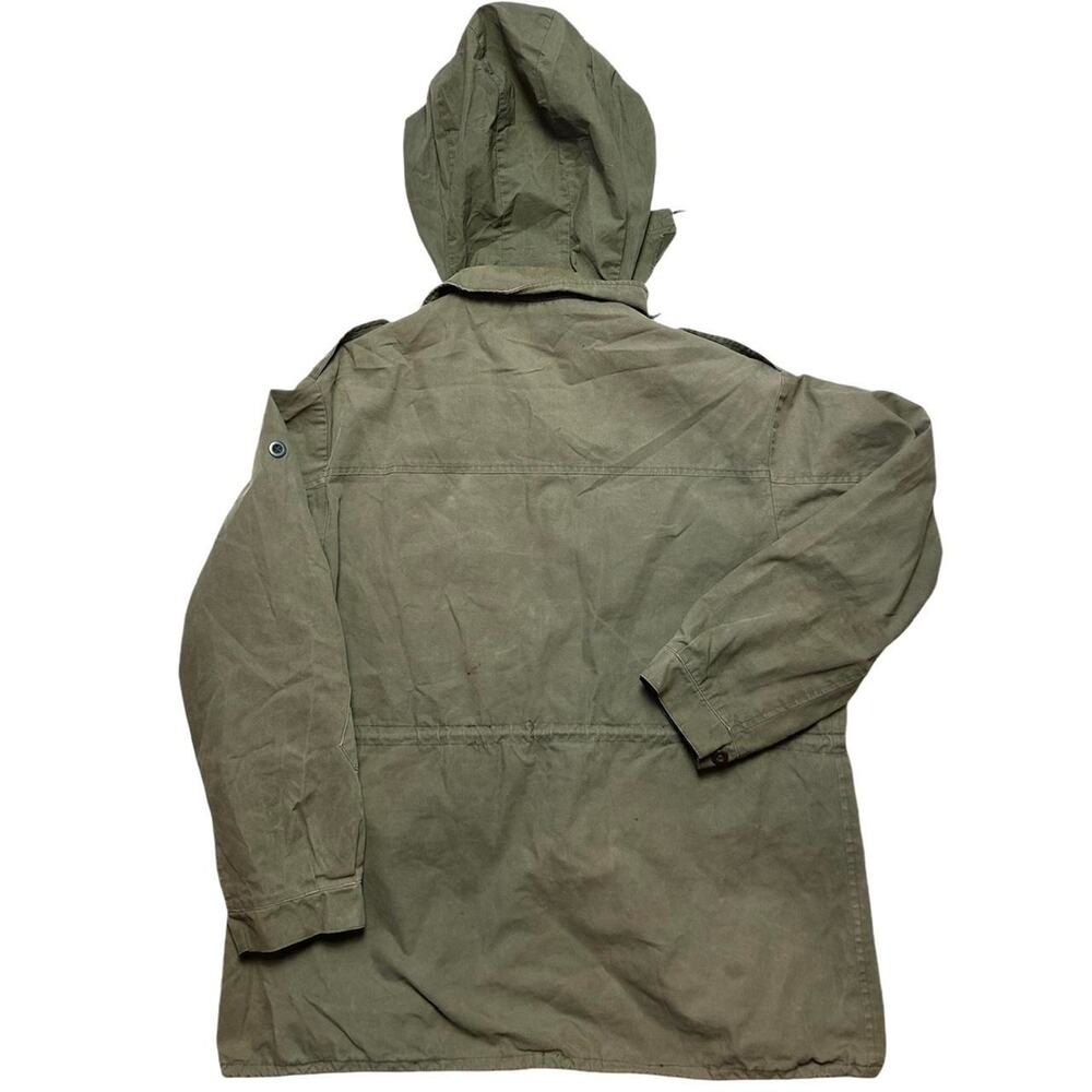 German Military Parka VTG 70s Jacket Coat Olive Cotton Shell XL - Picture 4 of 6